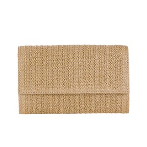 Bolso de mano de paja tejido a mano para mujer, cartera de playa de verano, cartera tipo sobre tejida con correa de cadena desmontable - Product Image 1