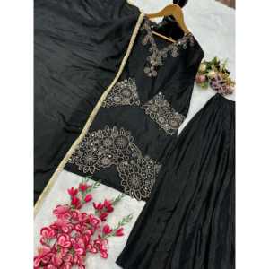 Ensemble haut-bas et dupatta magnifique pour femmes, vêtements de soirée de créateur - Product Image 2