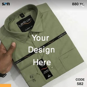 เสื้อแขนยาวสุภาพบุรุษผ้าฝ้าย100% ฤดูใบไม้ร่วงสีพื้นสำหรับผู้ชาย - Product Image 2