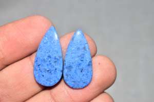 Paire de cabochons en dumortierite de qualité exclusive pour bijoux et boucles d'oreilles - Product Image 2