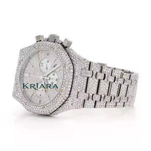 Montre en acier inoxydable argenté de qualité supérieure avec diamants en moissanite pour hommes et femmes, idéale pour un cadeau de luxe et la mode - Product Image 6
