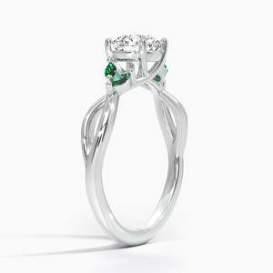 Anillo de Compromiso BOJ Ring 068, Corte Redondo, Plata 925, con Esmeraldas, Anillo de Diamantes de 2 Quilates, Color D, VVS1, Moissanita, Certificado GRA, en Oferta - Product Image 2
