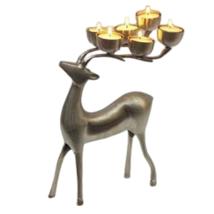 Christmas Metal Reindeer Candle Stand 6-Cup Antler Tealight Holder Decorative Iron Brass Stag Candlestick Wholesale Event - Product Image 1