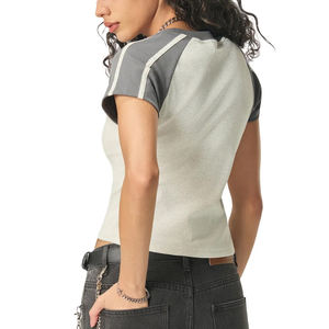 Camisetas Cortas de Alta Calidad para Mujer, Ajustadas, Sexys, Lisas, con Estampado Gráfico, para Gimnasio, Club, Universidad - Product Image 5