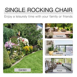 Sedia a dondolo classica in legno carbonizzato con schienale alto, resistente, per giardino, per serenità e relax, arredo da esterno - Product Image 4