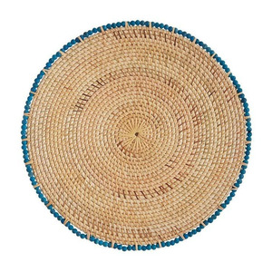 Best Selling Natural Rattan Charger Plates With Beads Customize Sizes Variety of Colors Handmade Rattan <b>Placemat</b> for Table Decor - Product Image 1