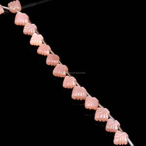 Perles de pierre de lune naturelle pêche en forme de feuille, sculptées à la main, pour la fabrication de bijoux, 10-11MM - Product Image 3