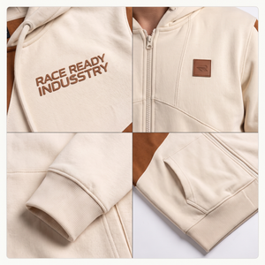 Sweat à capuche zippé intégral pour homme, écologique, taille XS, en molleton de coton et polyester, color block, impression en relief personnalisée, streetwear, sportswear, marque privée - Product Image 4