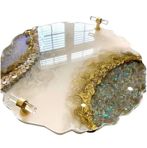 Beautiful AZORA INDUSTRIES Designer Eco-Friendly Hand-painted Traditional <b>Epoxy</b> Resin Serving Tray Home Decoration Dining <b>Table</b> - Product Image 2
