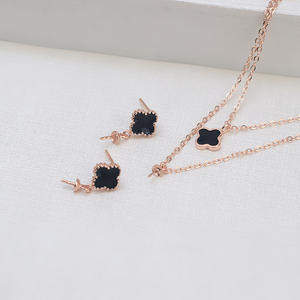 S925 Silver Lucky Grass Drop Gel Earring <b>Necklace</b> Ring <b>Set</b> with <b>Pearl</b> Empty Tray Women's DIY Fashion Jewelry Accessories 1284 - Product Image 2