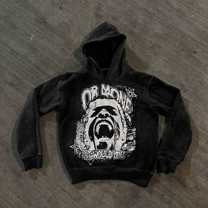 Sweat à capuche surdimensionné vintage en coton 400 GSM, imprimé sur mesure, style streetwear, effet délavé à l'acide, coupe courte, pour homme - Product Image 5
