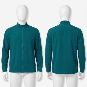 Chaqueta de Forro Polar para Hombre, 240g, Tejido Interlock de Poliéster y Spandex, Verde Menta, Botones de Cuerno, Bordado Personalizado, Logotipo DTF con Transferencia Térmica - Product Image 4