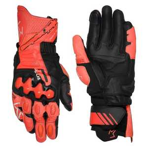 Alpinest High Quality Leather Full Finger <b>Gloves</b> Black White <b>Red</b> Yellow Cycling Men Summer Breathable Hook Loop Closure - Product Image 5
