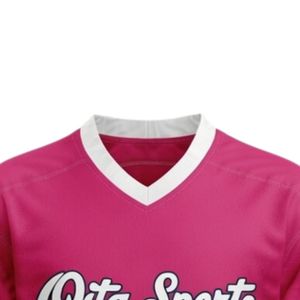 Camiseta Deportiva de Hockey sobre Hielo Sublimada Rosa para Hombre, Cuello en V, Rayas, Poliéster, Uniforme Deportivo para Equipo, Ropa para Partidos - Product Image 3
