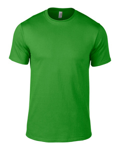 T-shirt en coton vert uni pour homme, coupe classique, manches courtes, col rond, jersey décontracté, teinture unie - Product Image 1