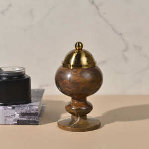 Brûleur à bakhoor en marbre, brûleur d'encens naturel sur piédestal en pierre, pour la maison et la méditation, décoration intérieure - Product Image 5