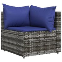 Graues Poly Rattan Patio Ecksofa mit Kissen Gartens ofas