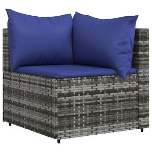 Divano ad angolo con cuscini da giardino in Poly Rattan grigio - Product Image 2