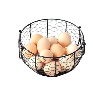 White Wash Round Iron <b>Wire</b> Egg <b>Basket</b> with Handle Ideal <b>for</b> Egg <b>Storage</b> and Kitchen Organization Made in India - Product Image 5
