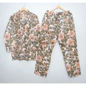 Camisa de Manga Larga para Mujer, 100% Algodón, Transpirable, Suave, de Secado Rápido, con Estampado Floral, Cierre con Cordón y Cuello Camisero, Venta al Por Mayor - Product Image 1