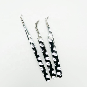 Ensemble de pinces à cils en acier inoxydable de précision, pointe lisse, motif noir et blanc, 3 pièces, outils professionnels pour extensions de volume - Product Image 3