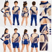 Ensemble d'uniformes de danse et de cheerleading personnalisés en polyester à col montant, orange et blanc, avec strass, unisexe, pour scène