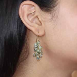 ต่างหูห้อย Tanzanite สีน้ำเงิน ชุบทอง 14K ประดับลูกปัดเหลี่ยมเพชรพลอย ต่างหูแบบห้อยทำมือ งานลวดพัน สำหรับผู้หญิง - Product Image 3