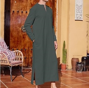 Breathable Elegant Islamic Clothing <b>Men</b> <b>Thobes</b> Middle East Full Sleeve Jubba Square Neck Customizable Cotton Floor Length <b>Thobes</b> - Product Image 3