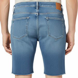 Jorts en denim 100% coton 14 oz sur mesure OEM/ODM pour hommes, coupe ample, style baggy, ourlet brut, streetwear. - Product Image 3