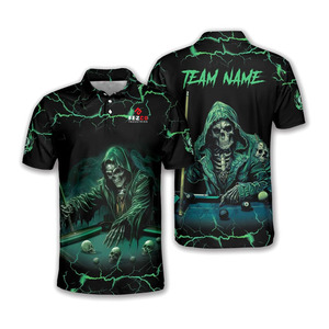 Camisa de Polo de Billar para Hombre, Manga Corta, Diseño Estampado de Bolas de Billar, Informal, Tejido de Poliéster, Secado Rápido - Product Image 2
