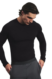 Custom Logo Breathable <b>Fabric</b> Premium Quality Full Sleeve Active Gym Wear Collection Men's Sports Plain Round Neck T-shirts - Product Image 4