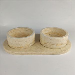 Solid Travertine Marble Pet Bowl For Pets Heavy Duty Design For Stable Feeding Food And Water Everyday Use - Product Image 2