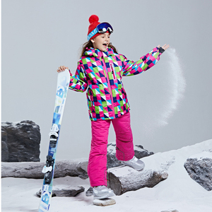 Combinaison de ski rose à pois pour filles et garçons, imperméable 10 000 mm, veste à capuche avec pantalon pour enfants, vêtements d'hiver en polyester/nylon - Product Image 5