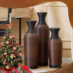 Jarrón Clásico Marrón de Escritorio y de Pie con Soporte Alto Independiente para Flores, Elegante Jarrón Decorativo de Enredadera Artificial PV - Product Image 5