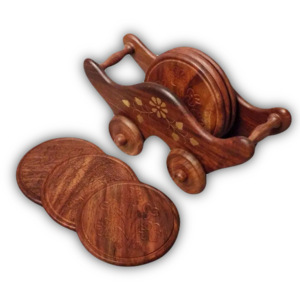 Juego de Posavasos de Madera Hechos a Mano, Diseño Tradicional Chino, 6 Piezas - Product Image 2