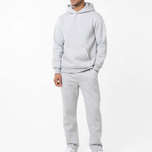 Heavyweight Fleece Blank Oversized Baggy Tracksuit Men Straight Leg Sweatsuits <b>Open</b> Bottom Sweatpants and Hoodie Set OEM - Product Image 1