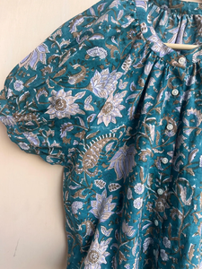 Blusa de Verano para Mujer, Estampada a Mano, Informal, de Algodón, con Bordado Floral y Botones, Corta - Product Image 5