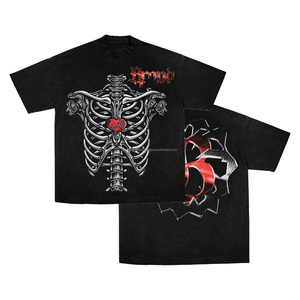 Camiseta de algodón con estampado personalizado para fabricantes de ropa, estilo urbano, corte holgado, desgastada, con lavado ácido para hombre - Product Image 4
