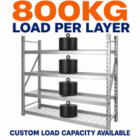 Étagère en acier à 4 niveaux avec revêtement en poudre, capacité de 800 kg par étagère, support de stockage robuste pour stockage industriel