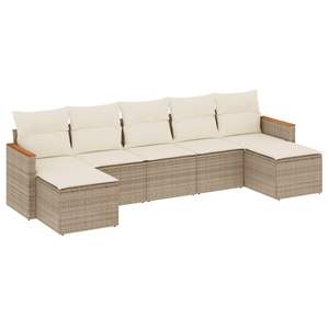 Conjunto de Sofás Modulares Grandes de Ratán Sintético PE Beige para Jardín, Muebles Modulares Cómodos para Exteriores - Product Image 2