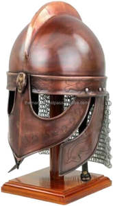 Casque d'armure de loup Viking médiéval fabriqué à la main finition en cuivre Antique avec chaîne mail et support chevalier en métal portable pour adulte - Product Image 4