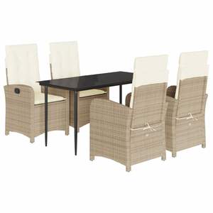 Ensemble de salle à manger de jardin avec pieds réglables en rotin PE beige, mobilier d'extérieur élégant - Product Image 2