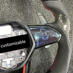 Volante Deportivo Estilo <span class=keywords><strong>R8</strong></span> de Cuero y Fibra de Carbono con Marca Central Roja para VW <span class=keywords><strong>Golf</strong></span> 6/7 Passat CC Polo Tiguan Touareg MK6 - Product Image 5