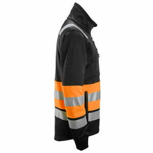 Men's High Visibility <b>Fleece</b> Jacket With Reflective Stripes Windproof <b>Zipper</b> Closure Polyester Material Workwear Style Autumn - Product Image 2