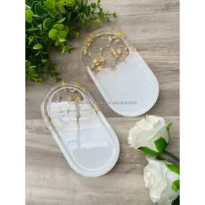 Plateau rond décoratif en résine avec logo personnalisé Matériau durable de la plus haute qualité pour les hôtels et les restaurants pour les repas - Product Image 6