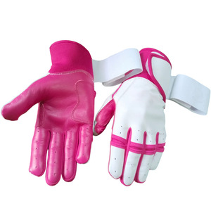 SAAR INDUSTRIES Pink Leather High Quality Long Cuff Batting Gloves Breathable <b>Hook</b> Loop Closure Unisex Adult Training Left Hand - Product Image 4