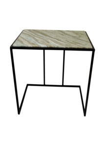 Table d'appoint rectangulaire en fer noir avec dessus en marbre, meubles de salon modernes personnalisés, table d'appoint décorative, vente en gros - Product Image 2