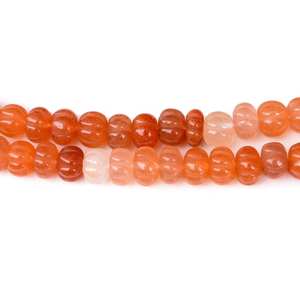 Piedra de Luna Naranja Natural Tallada en Forma de Melón, Cuentas de Piedras Preciosas en Forma de Rondelle para la Fabricación de Joyas, Hilo de Piedras Sueltas - Product Image 4