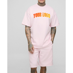 Ensemble de survêtement d'été personnalisable pour hommes, imprimé ou uni, 2 pièces, respirant, écologique, 100 % coton, short décontracté - Product Image 4