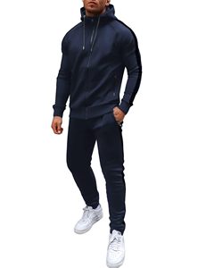 Survêtement unisexe d'été avec poches zippées, sweat à capuche zippé intégral, ensemble 2 pièces respirant et à séchage rapide pour la course, le jogging, le sport et les loisirs - Product Image 1
